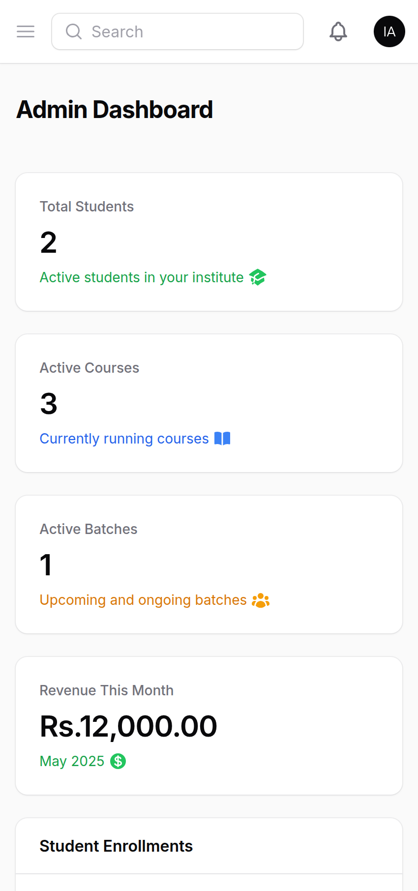 DigiIMS Mobile Application Interface